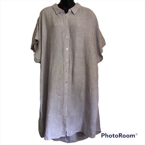 TAHARI 100% linen button down shirt dress size 2X